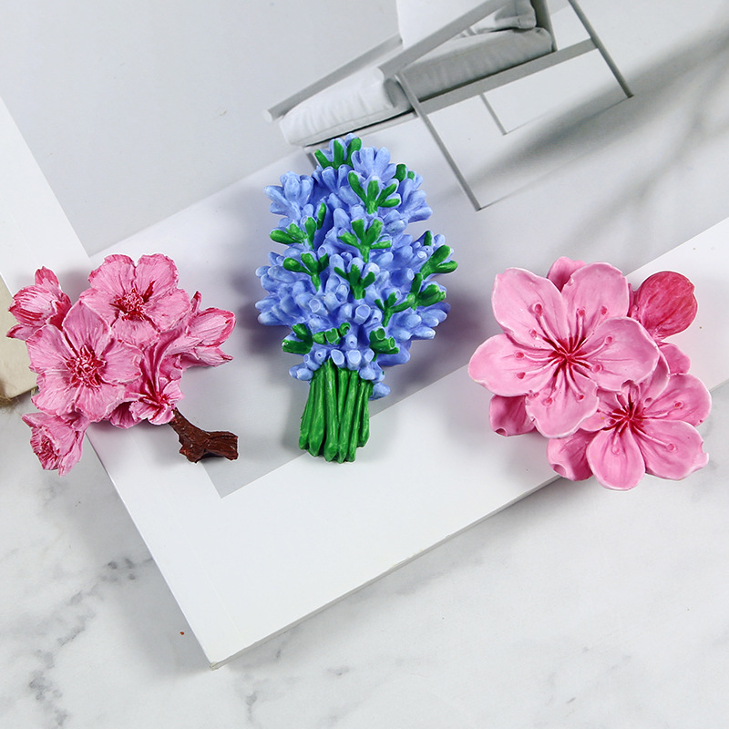 2D梅花薰衣草桃花硅胶模具巧克力石膏滴胶车载香薰蜡烛模详情10