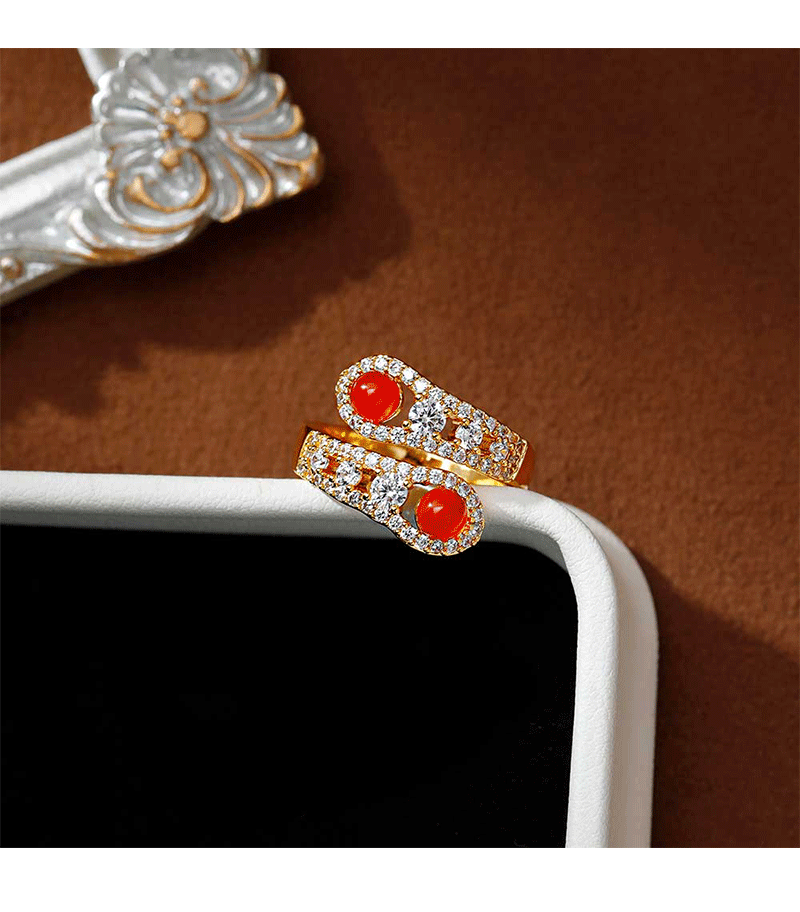 Hyacinth moda ligera extravagancia superflash zirconitas serpentina anillo de apertura mujer diseño único puerto viento rojo ágata anillo de anillo shake sonic boom pic 6