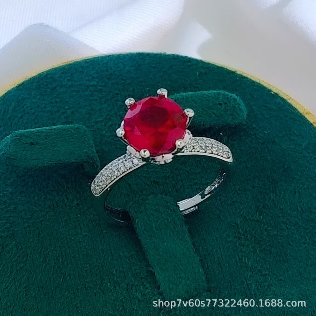 热卖珠宝首饰2克拉圆形培育鸽血红红宝石开口戒指女时尚彩宝戒指详情26