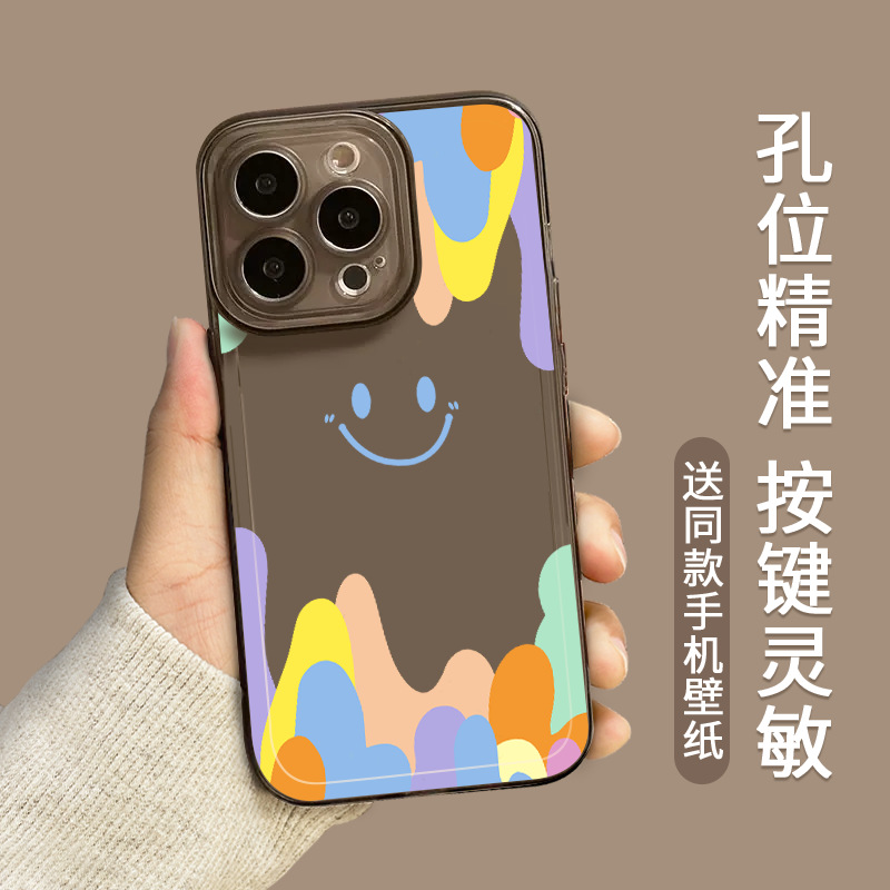 Smiling iphone 15 case 14pro Transparent 13 Niche 11 High-end xr All-inclusive xsmax Soft case pic 7
