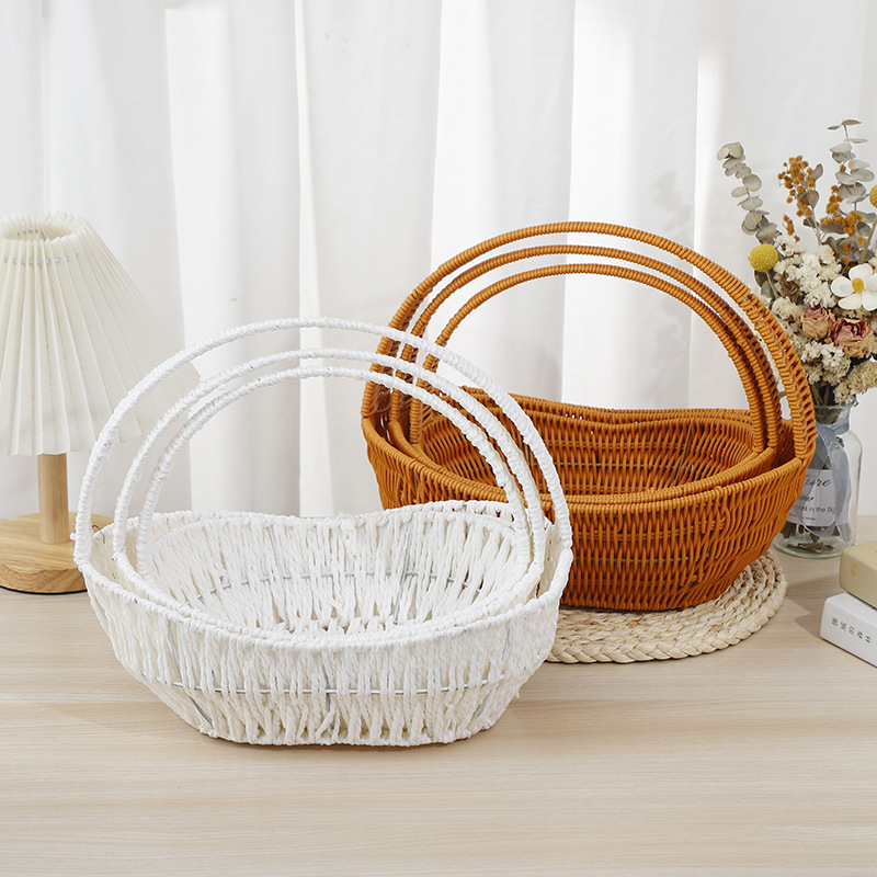 New imitation rattan woven hand-held flower baskets, souvenir flower baskets, flowerpot flower baskets, and garden flower baskets are available for wholesale from the manufacturer pic 1
