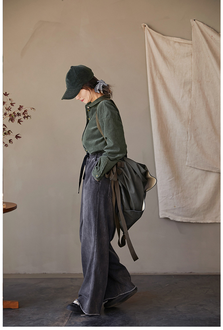 High-end, niche, artistic and retro, all-season wearable smoke grey retro tight-waisted wide-leg stray jeans for women pic 14