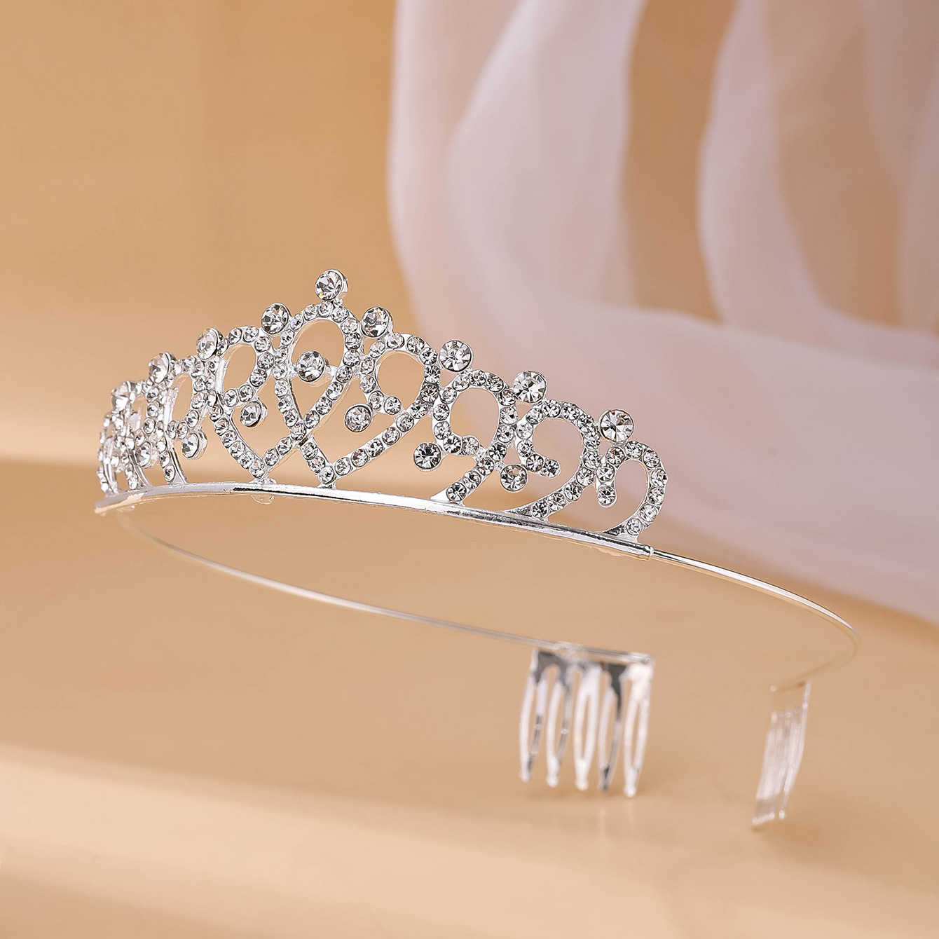 Factory direct sales of simple and elegant hair bands and headwear for brides, wedding accessories and ornaments, white rhinocones, princess hair ornaments and crowns pic 12