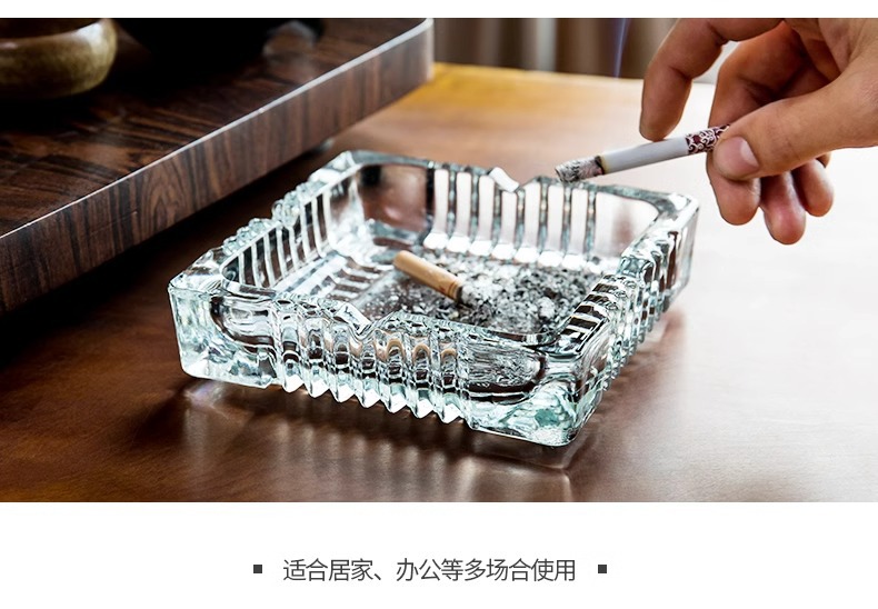 玻璃烟灰缸时尚特大号个性家用水晶烟灰缸客厅办公室酒店专用烟缸详情7