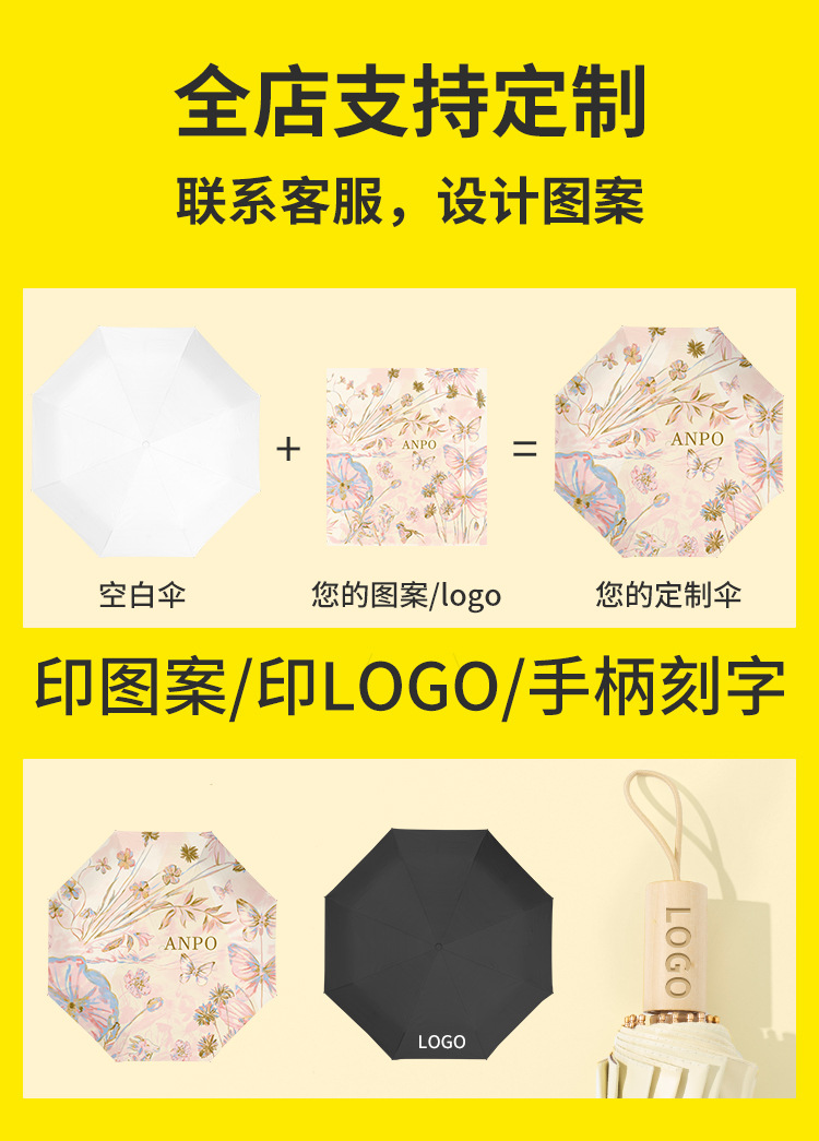 钛银高颜值太阳伞女防晒防紫外线迷你便携晴雨伞两用六折卡片遮阳详情1