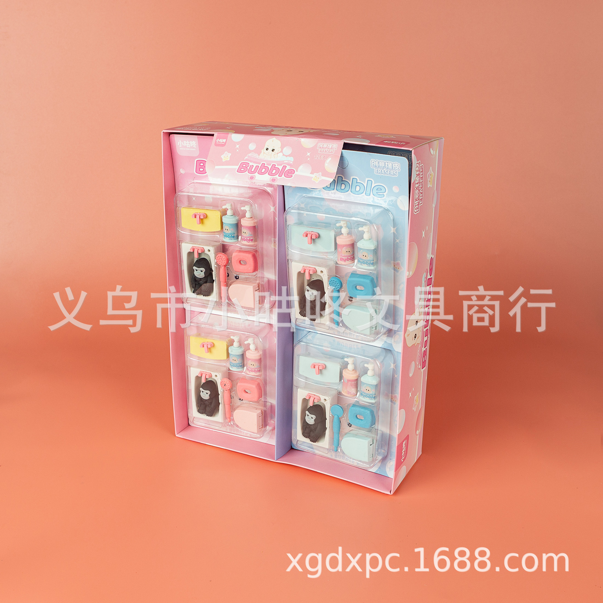 xgd-2408卡通浴室沐浴露洗发水泡澡桶小板凳花洒浴室系列套装橡皮详情19