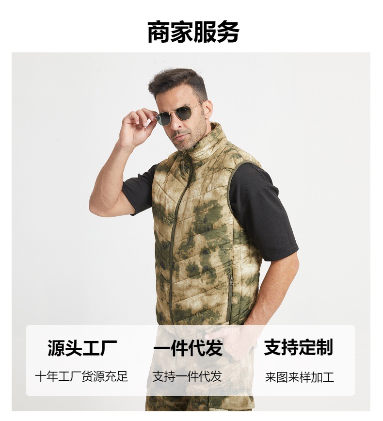  逸途 秋冬战术迷彩加厚马甲外套运动户外轻薄棉跑步保暖发热背心男外穿详情13