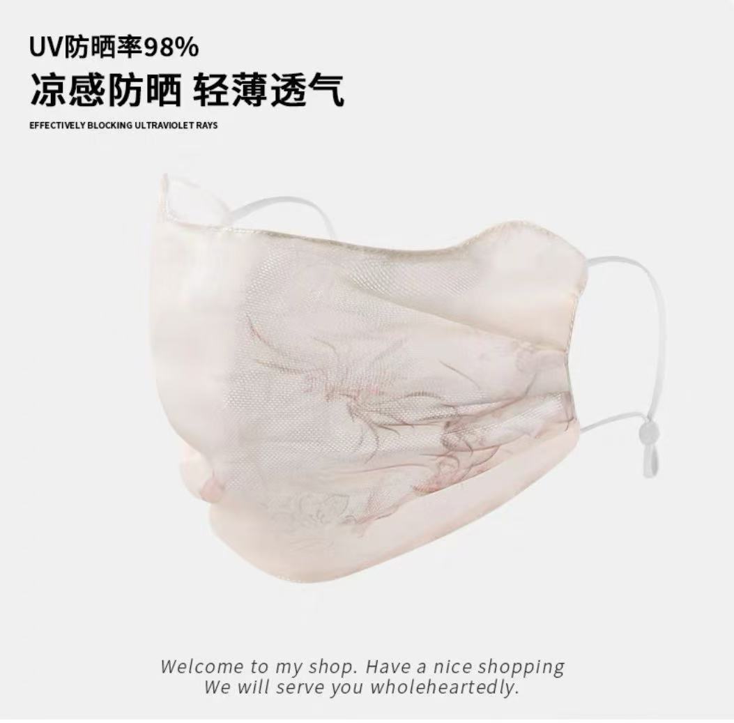  国潮防晒口罩女士 防紫外线可清洗防晒面罩透气保暖显脸小面纱女详情6