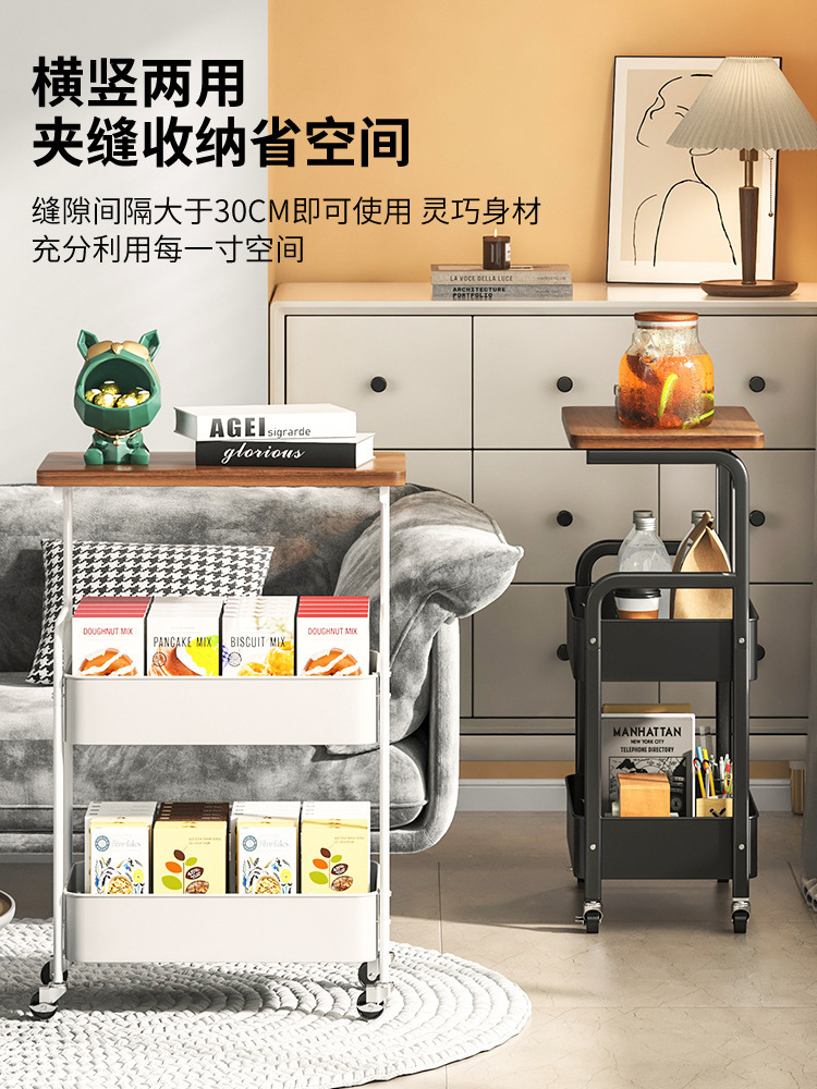 厨房置物架多层桌面可移动办公室收纳小推车带桌板卧室铁艺零食架详情4