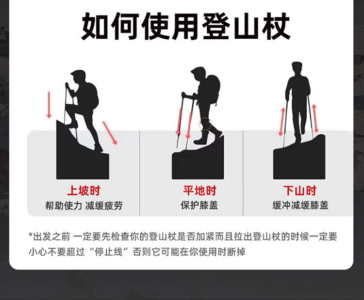 碳纤维登山杖伸缩便携超轻硬碳素碳纤维野营徒步手杖户外爬山装备详情7