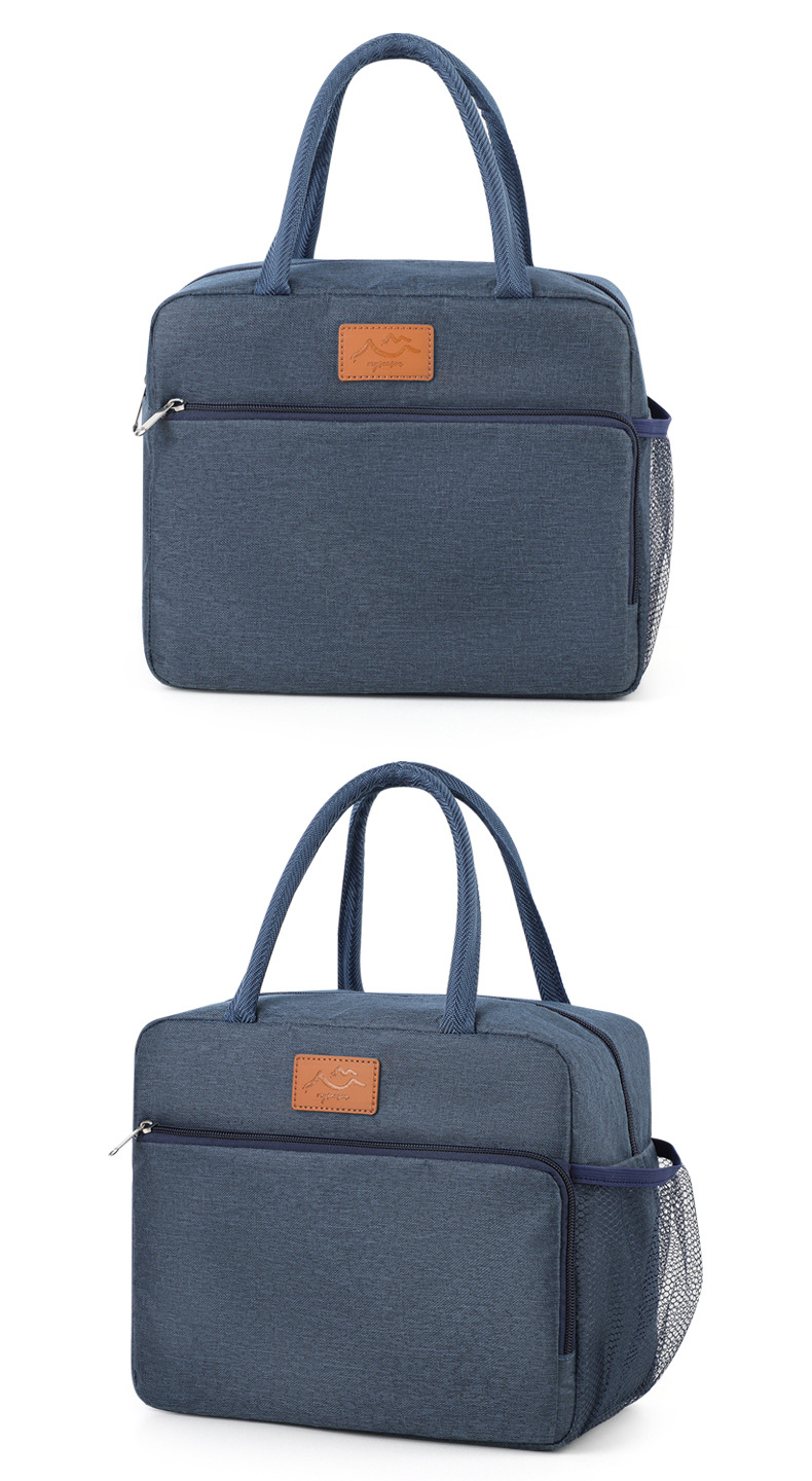 跨境热销保温包大容量手提包上班族通勤保鲜冰包阳离子纯色保温袋详情6