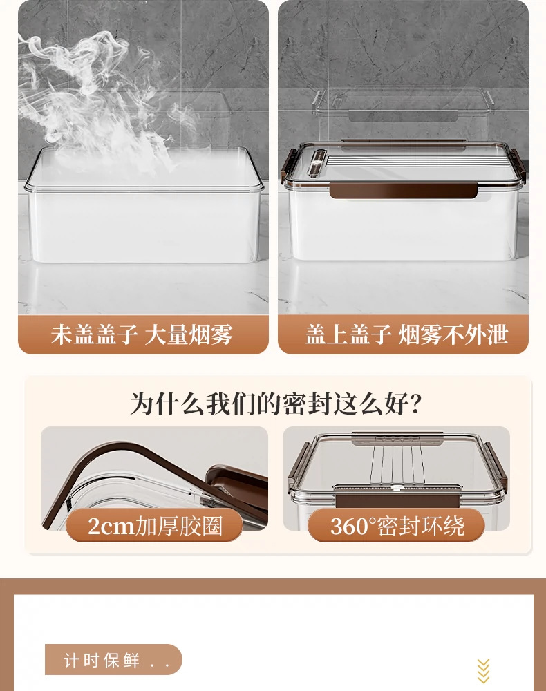 冰箱保鲜盒家用厨房专用大容量食物收纳盒透明塑料加厚带盖密封盒详情5