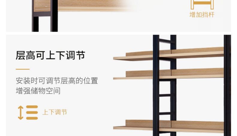 简易钢木货架置物架家用多层落地展示架子办公室超市储物架收纳架详情17