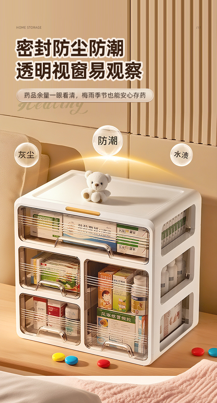 Transparent medicine box, household drawer-type medicine storage box, large-capacity household medicine box, multi-layer storage cabinet for commonly used medicines pic 6