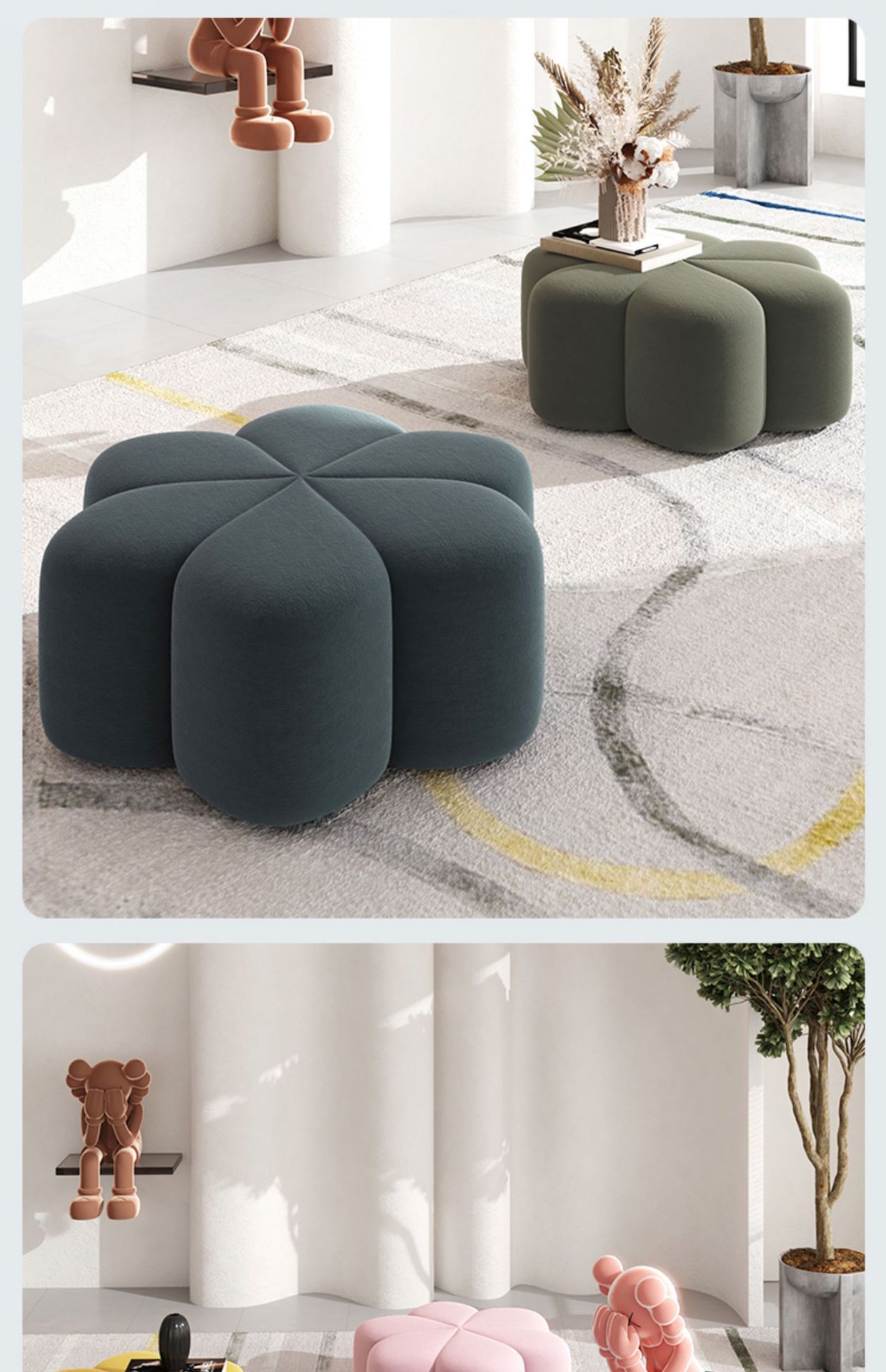 北欧沙发凳客厅家用矮凳脚踏凳网红圆凳坐墩花瓣凳子进门口换鞋凳详情19