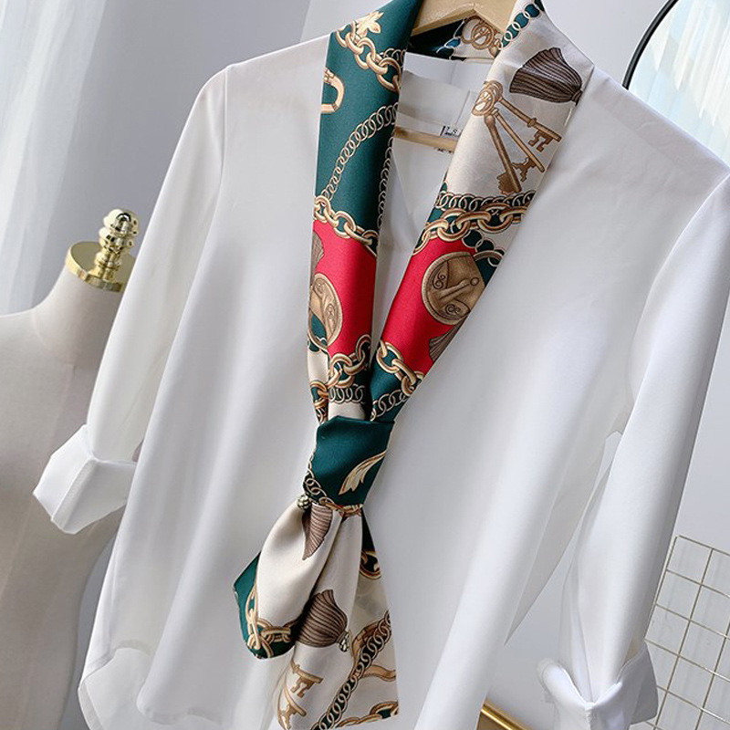 爆款长条小丝巾长款装饰围巾绸缎飘带职业装搭配商务小领巾女礼品详情12