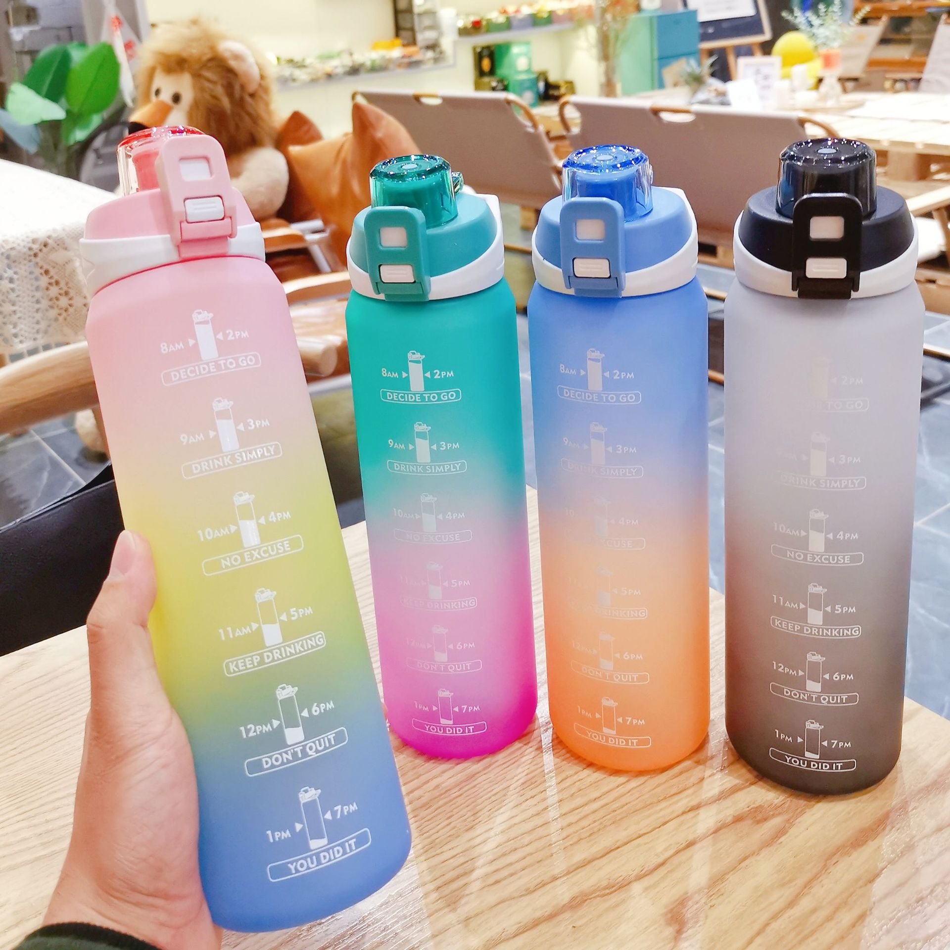 Cross-border high-appearance-level large-capacity frosted portable straw cup, summer inS-style anti-drop gradient plastic water cup pic 5