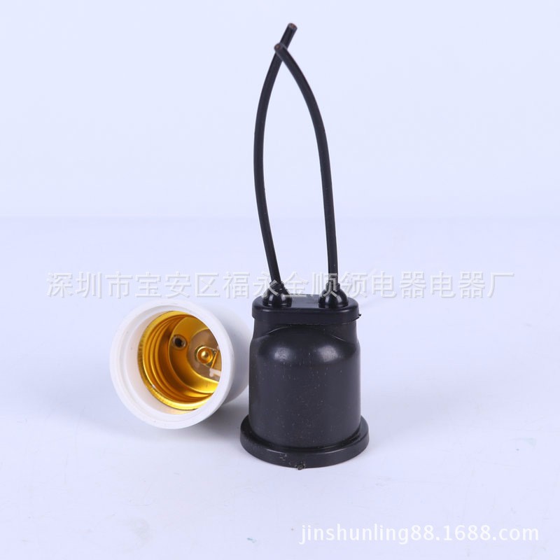 033 Black plastic pure copper wire bagged waterproof lamp cap E27 screw-type suspended lamp cap chandelier base pic 1