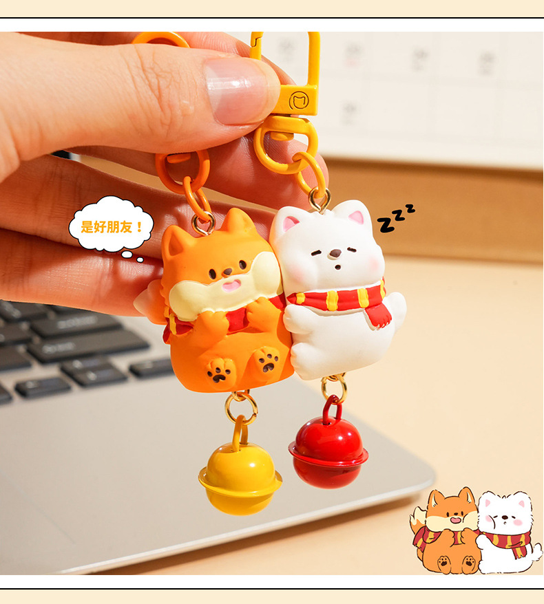 百茂原创萌宠贴贴磁吸对扣钥匙扣女可爱树脂公仔情侣配饰书包挂件详情11