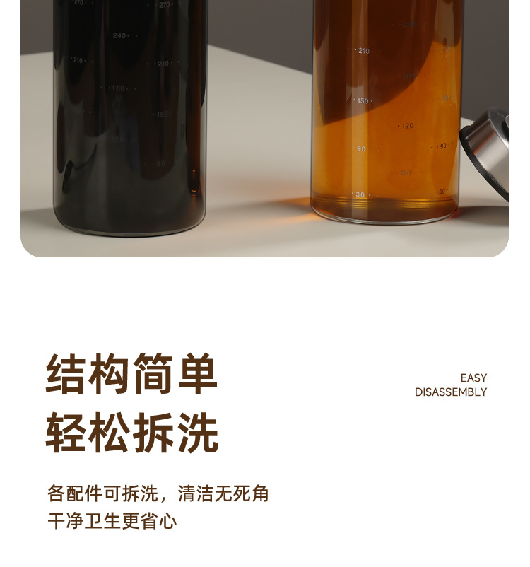 定制高硼硅玻璃油壶厨房用品不锈钢盖家用防漏酱油瓶简约玻璃油瓶详情23