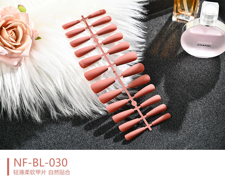 European and American mid-length solid color matte extra-long ballet nail trapezoidal matte wearable nail sheet false nails pic 30