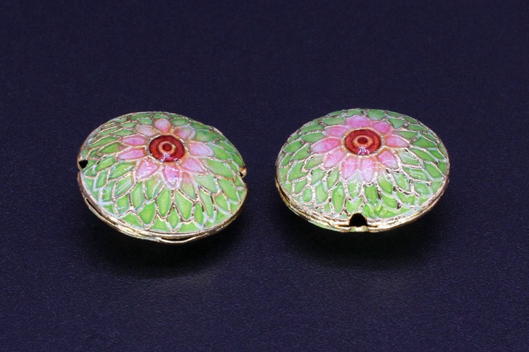 Traditional high-temperature enamel mechanism silver-blue ancient-style jewelry accessory, back cloud partition beads, cloisonne 17mm sunflower beads pic 7