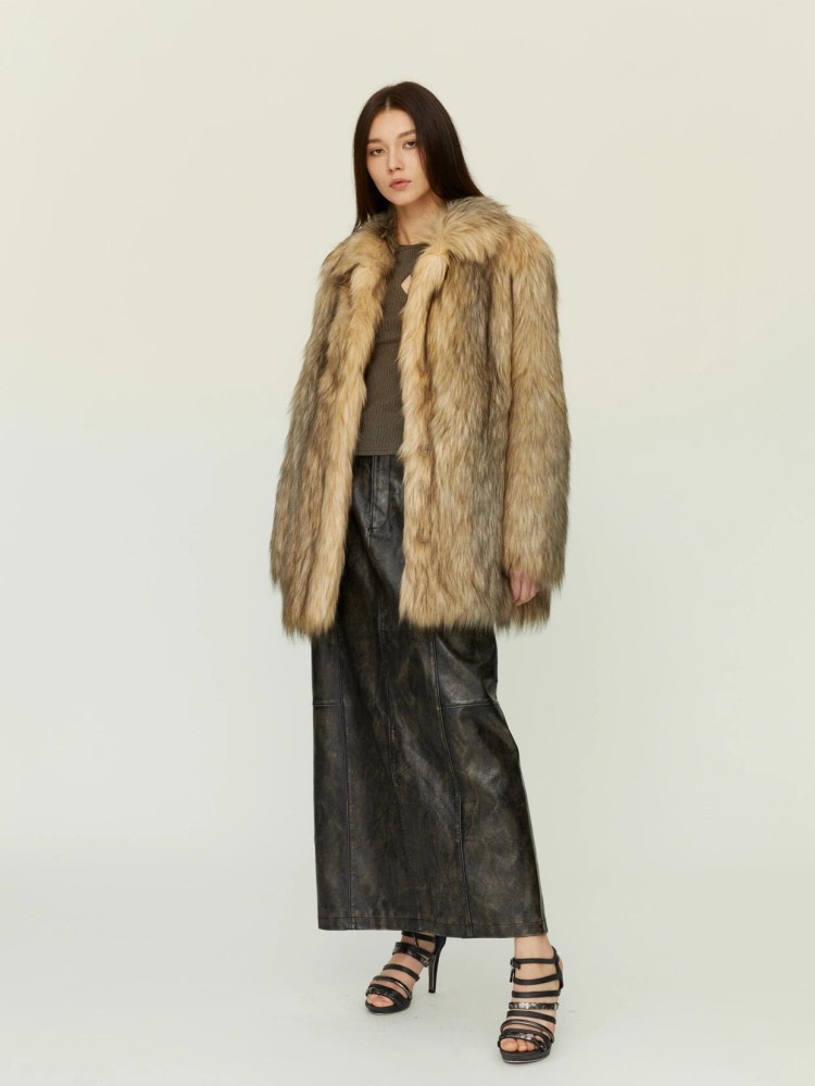 跨境欧美批发代发棕色皮草2025新款海宁韩系环保狐狸毛毛外套女冬详情7