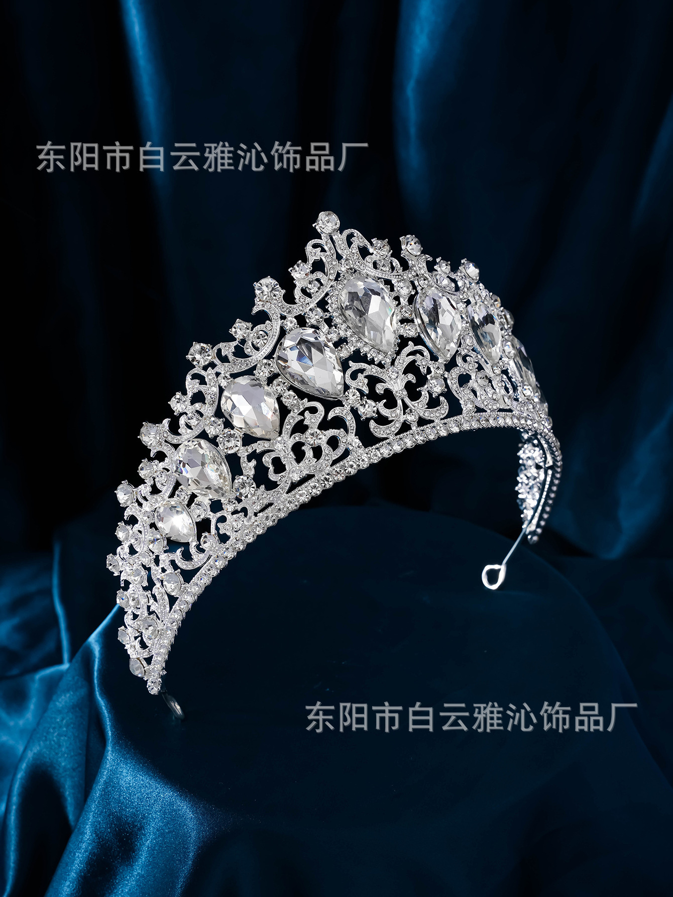 New diamond silver princess headwear, grand wedding dress, super glittering crystal, luxurious goddess bride wedding crown pic 6