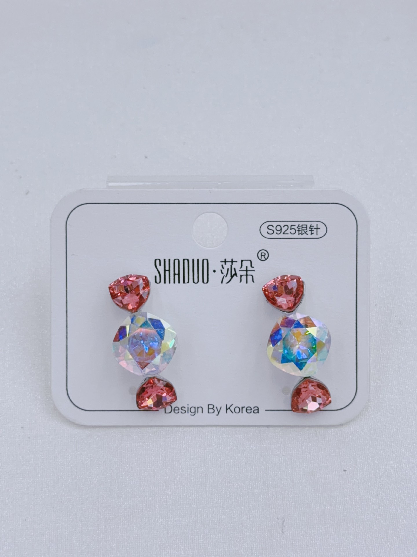 复古港风肥三角水晶耳环女高级感糖果形轻奢银针耳钉网红百搭耳饰详情15