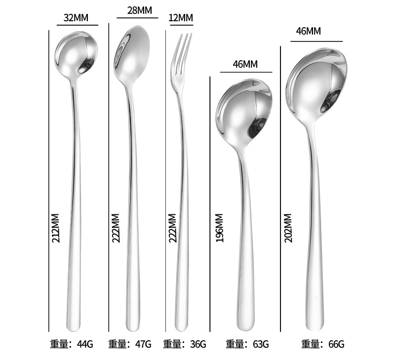 优雅系列304不锈钢餐具套装西餐牛排刀叉子勺子家用甜品勺水果叉详情10