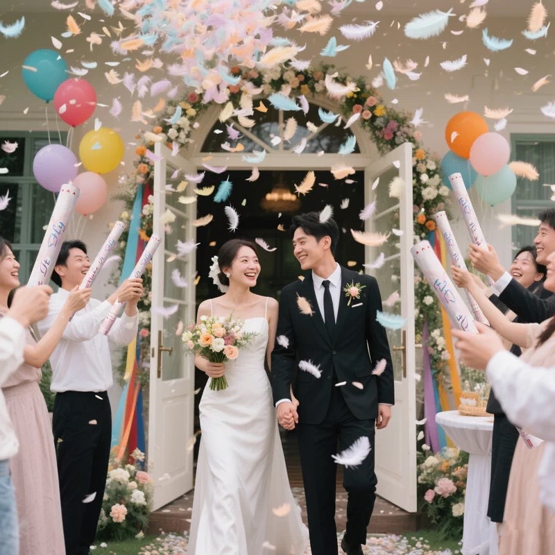 网红羽毛礼炮加量填充礼花炮手持婚礼礼炮枪礼花筒花瓣雨结婚礼炮详情1