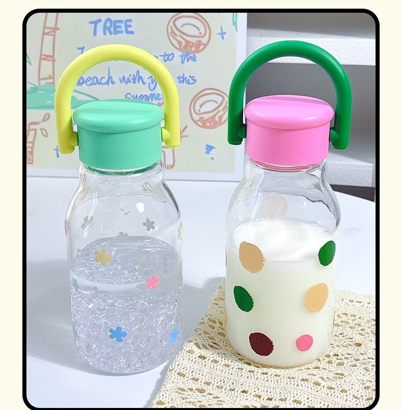 新款水杯女高颜值玻璃杯大容量带提手咖啡杯家用学生小众个性杯子详情13