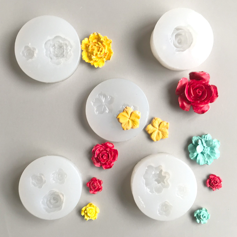 A variety of flower-shaped silicone molds for baking, DIY gypsum scented candle cake, and silicone mold with resin coating decoration pic 9
