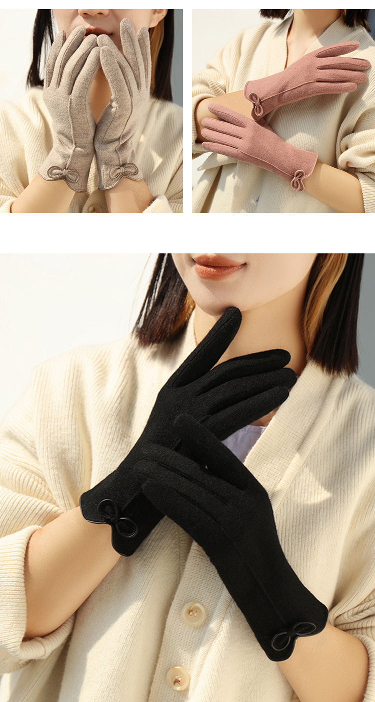 羊绒手套女士冬天加厚加绒可爱蝴蝶结骑开车防寒保暖触屏羊毛手套详情13
