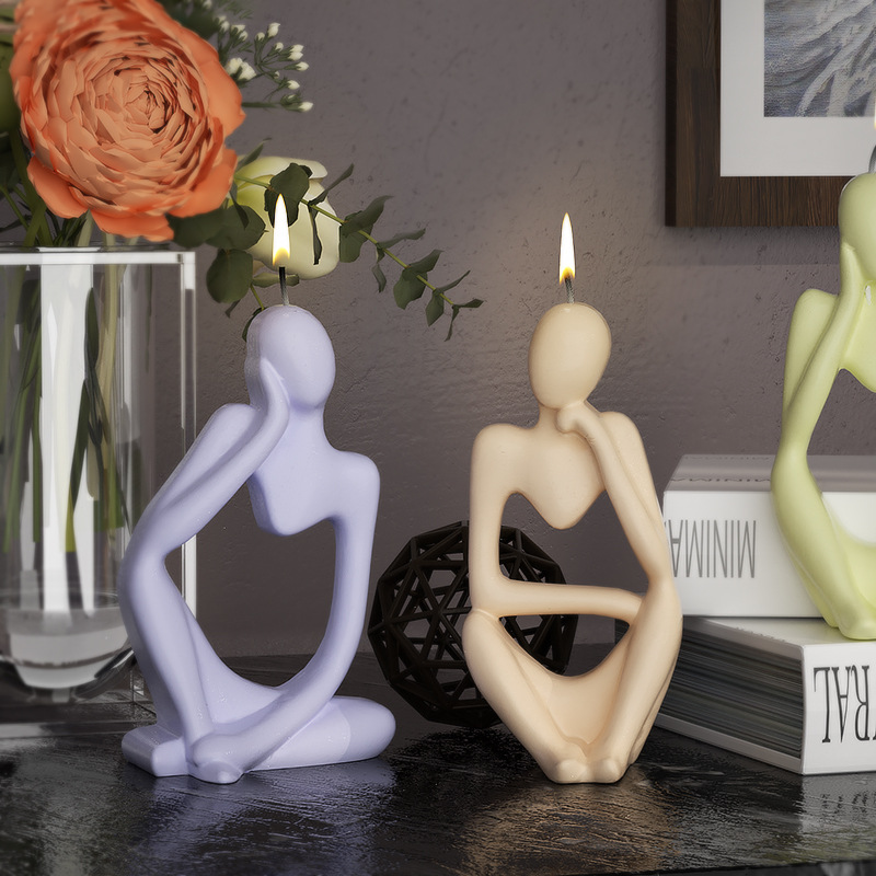 Crystal resin diy portrait candle silicone mold 2D three-dimensional Thinker portrait scented plaster mold wholesale pic 5