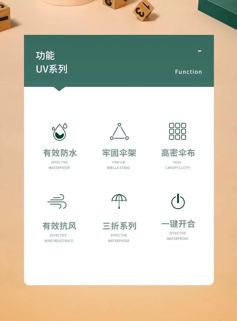 Three-fold fully automatic black rubber sun protection and shade umbrella, all-weather folding sun umbrella, umbrella printed logo advertising umbrella pic 2