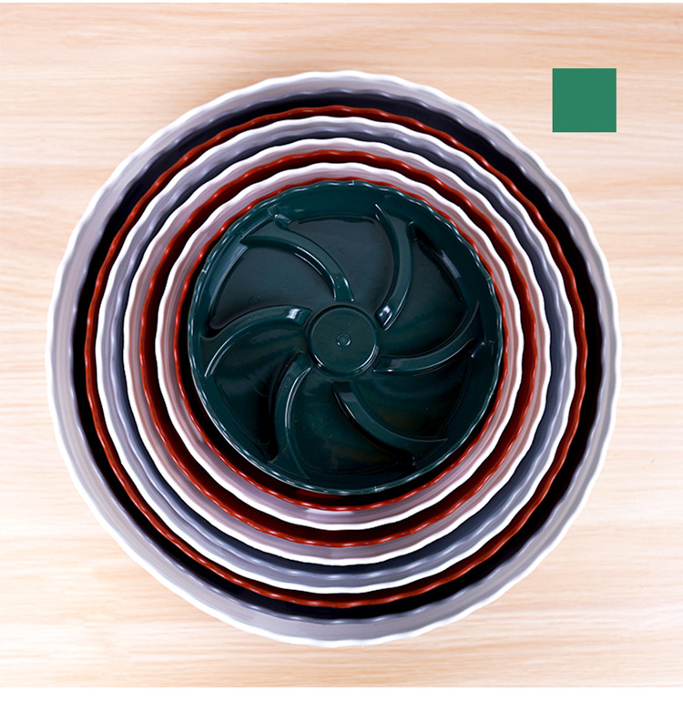 花盆托盘树脂透气托盘圆形pp接水盘可移动底座滚轮塑料花盆托盘详情11