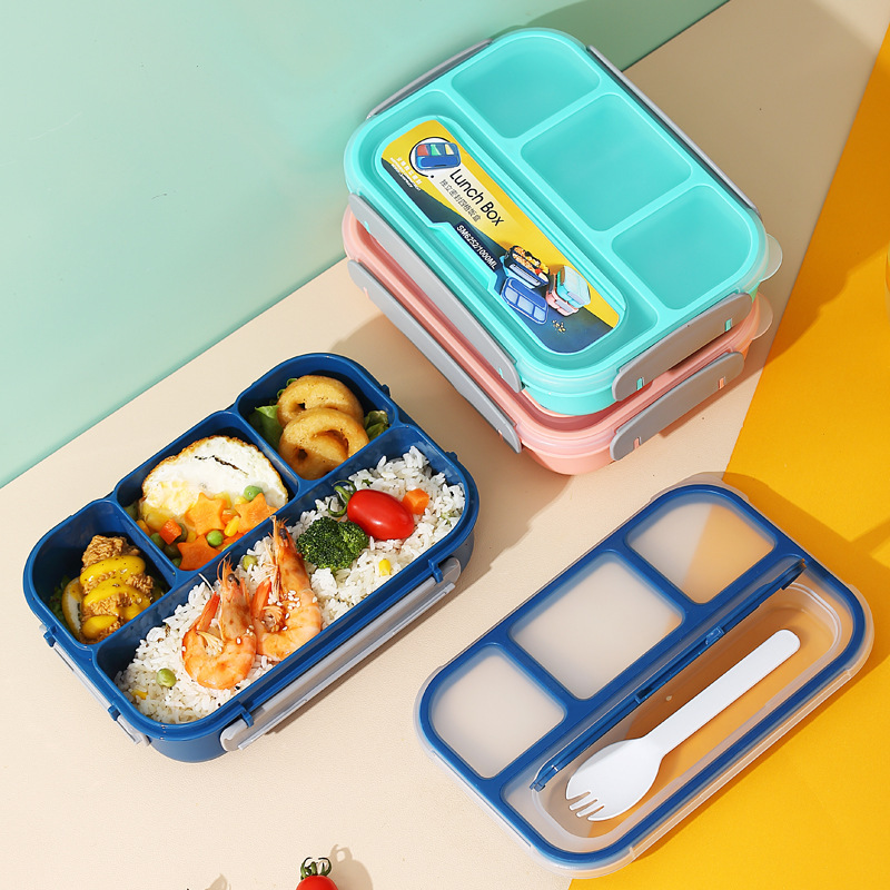 Nordic InS-style modern sealed lunch box, student dormitory bento box with lid, multi-functional compartments bowl with fork and spoon pic 13