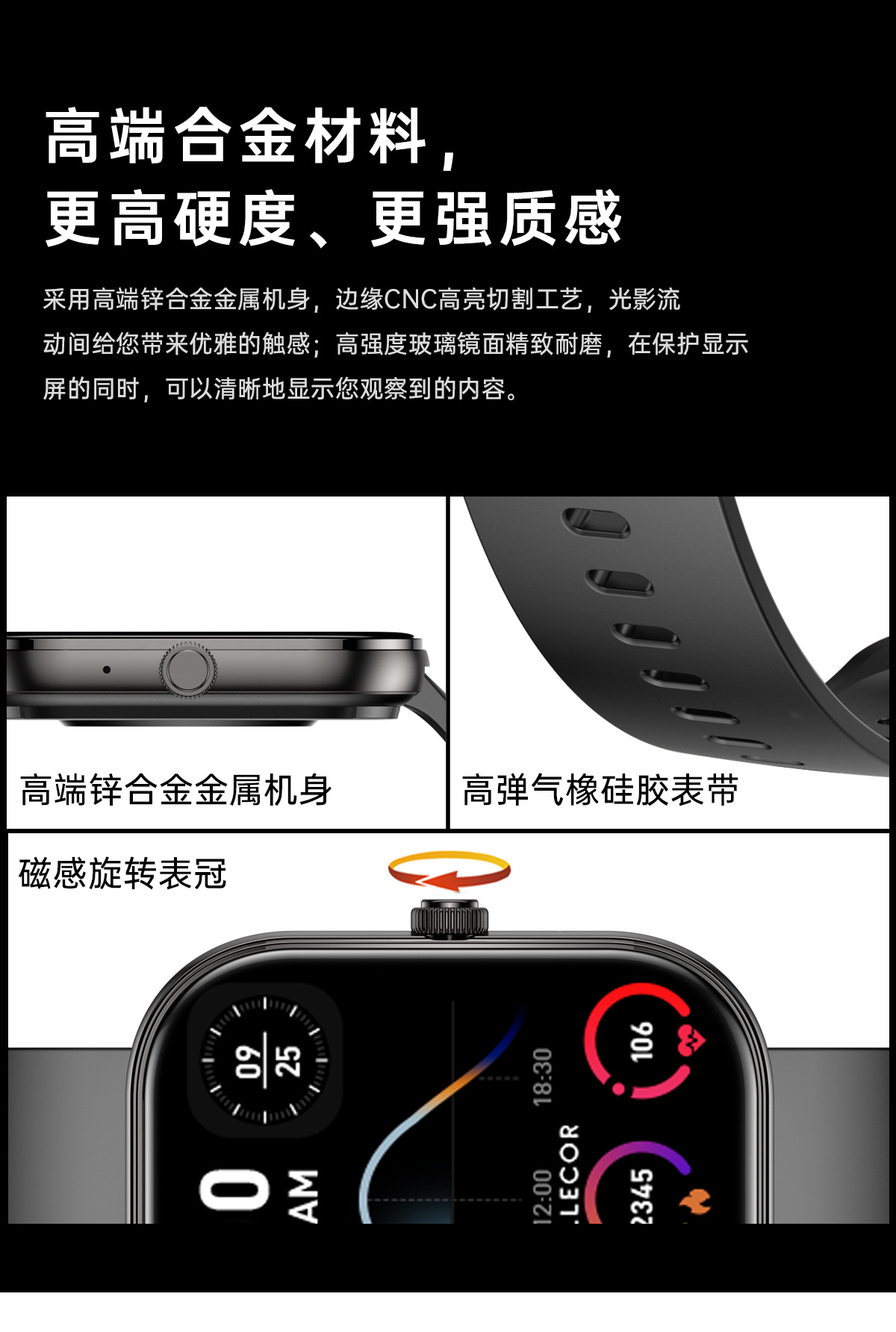 智能手表多功能运动计步成人防水手表跨境女生健康监测蓝牙通话详情3