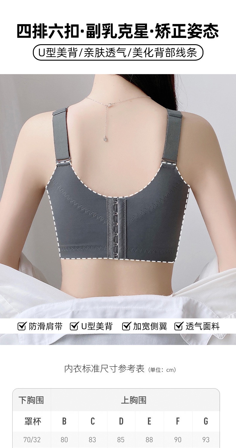 超薄款调整型聚拢收副乳矫正大码防下垂内衣女夏季大胸显小文胸罩详情7