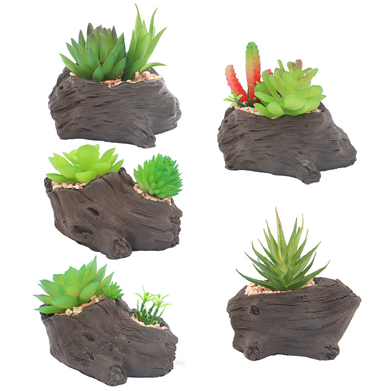 亚马逊室内装饰仿真多肉植物盆栽复古假花盆景家居客厅桌面摆件详情1