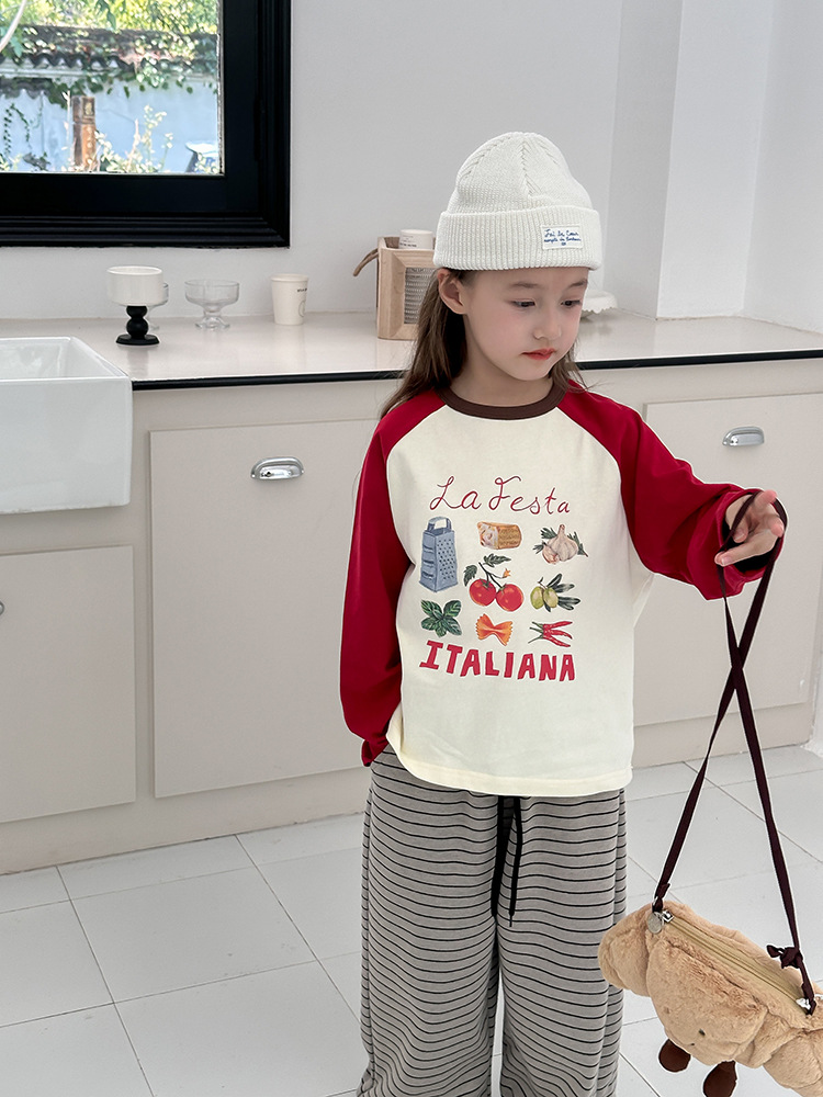 2024秋季新款儿童秋装长袖T恤上衣女童宝宝230克卡通插肩打底衫潮详情32