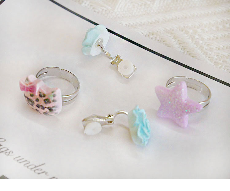 欧美外贸新款儿童首饰卡通火烈鸟冰淇淋星星蝴蝶结手链戒指耳夹详情25