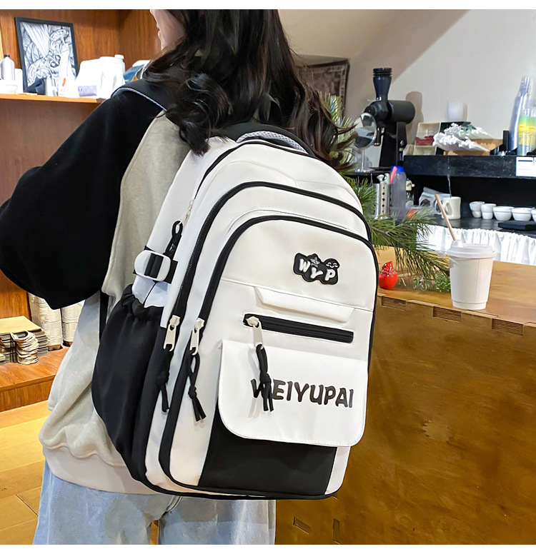 High-appearance-level color-blocking schoolbags for female junior high school students, large-capacity backpacks for high school students, multi-layered load-reducing backpacks for primary school students pic 9