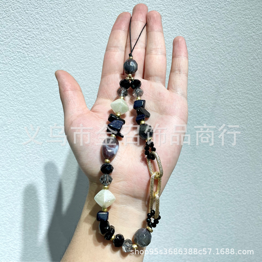 European and American natural agate stone mobile phone chains, crystal beads, mobile phone pendant chains, hanging ornaments, chains, mobile phone pendants, hanging ropes pic 1