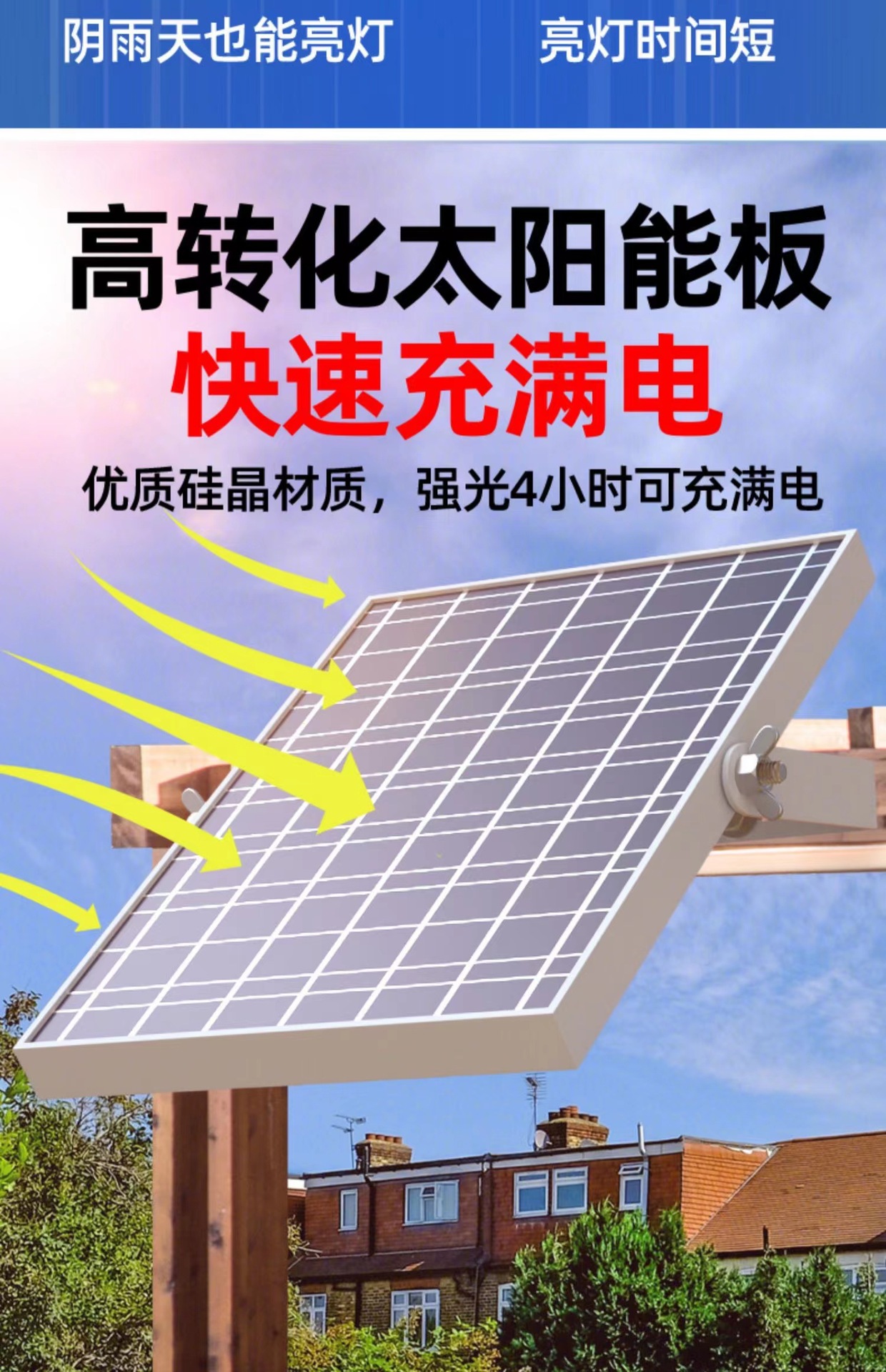 New solar-powered chandeliers, three-color indoor and outdoor lamps, garden lamps, household high-power ultra-bright lighting lamps, street lamps pic 10