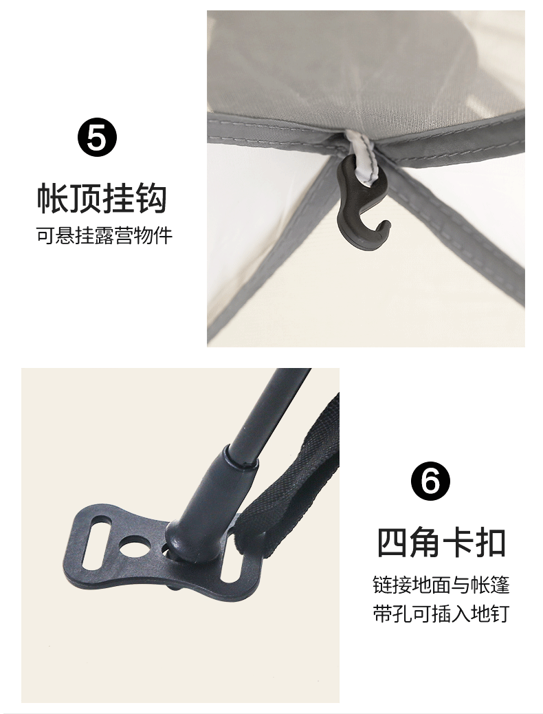 抖音爆款现货批发帐篷户外全自动便携式防晒通风一室一厅两门两窗详情15