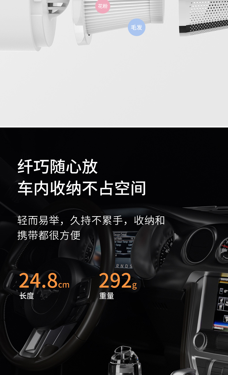 车载吸尘器家用迷你便携式除螨仪无线充电大功率手持强力除尘器详情15