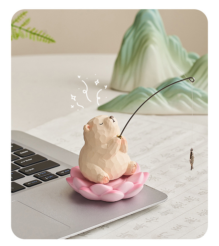 Squinting animal fishing ornaments, desk atmosphere decoration, computer monitor ornaments, small gifts for good luck when coming ashore pic 12
