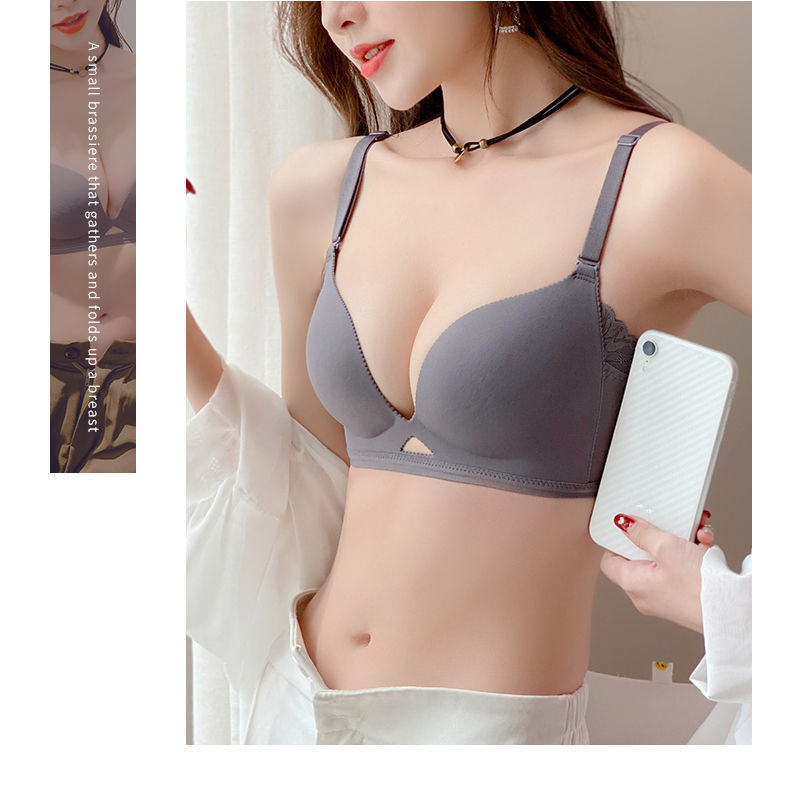 日本镂空轻木棉小胸聚拢显大薄款内衣少女无钢圈无痕调整型文胸罩详情17